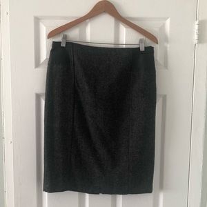 Tweed Pencil Skirt:black & faux leather - size 12